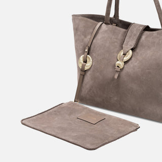 Boho Chic taupe suede medium tote bag - Maison OrientSerena UziyelMaison OrientTote Bag