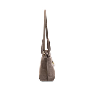 Boho Chic taupe suede medium tote bag - Maison OrientSerena UziyelMaison OrientTote Bag