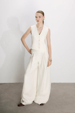 Brita Linen Vest in White - Maison OrientNazli CerenMaison OrientClothing