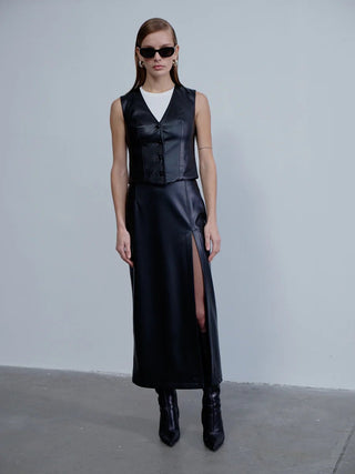 Brita Vegan Leather Vest in Noire - Maison OrientNazli CerenMaison OrientClothing