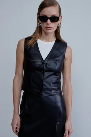 Brita Vegan Leather Vest in Noire - Maison OrientNazli CerenMaison OrientClothing