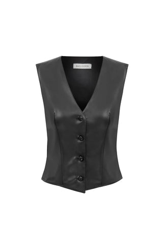Brita Vegan Leather Vest in Noire - Maison OrientNazli CerenMaison OrientClothing