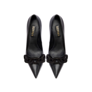 Catena black leather high-heel pump seen from above