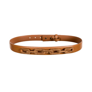 Catena camello leather belt with suede chain detail