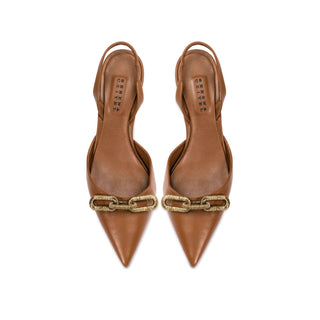 Catena camello leather slingback pump - Maison OrientSerena UziyelMaison OrientSlingback Pump