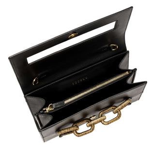Interior of the Catena black day-to-night bag with zip pocket
