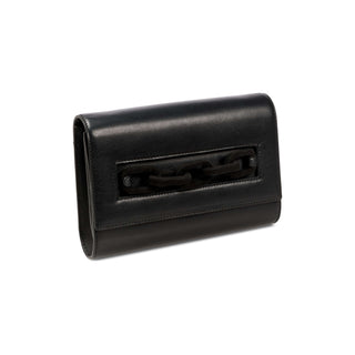 Catena black day-to-night bag shown with the alternative suede chain