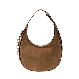 Catena dark beige suede hobo bag, front view