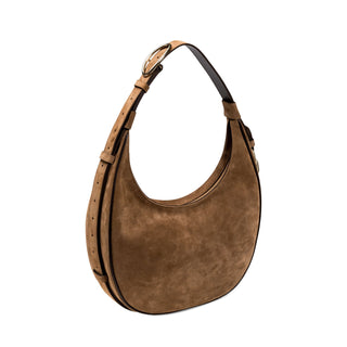 Catena dark beige suede hobo bag without the chain detail