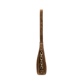 Catena dark beige suede hobo bag seen from the side