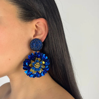 Dark Blue Dahlia Earrings Sapphire - Maison OrientPinar OzevlatMaison OrientJewelry