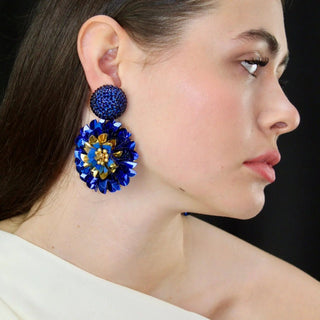 Dark Blue Dahlia Earrings Sapphire - Maison OrientPinar OzevlatMaison OrientJewelry