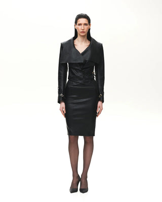 DOUBLE JACKET IN CROCO EMBOSSED LEATHER - Maison OrientKris MaranMaison OrientClothing