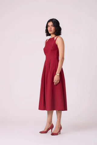 Ellaria Embroidered Red Midi Dress - Maison OrientThe Summer HouseMaison OrientDresses