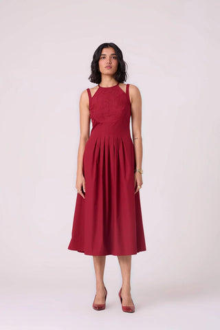 Ellaria Embroidered Red Midi Dress - Maison OrientThe Summer HouseMaison OrientDresses
