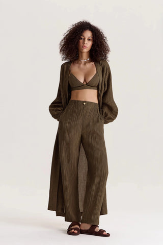 Evia Wrap Dress in Olive Umber - Maison OrientALARÁMaison OrientClothing
