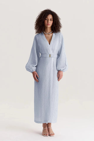 Evia Wrap Dress in Sky Blue - Maison OrientALARÁMaison OrientClothing