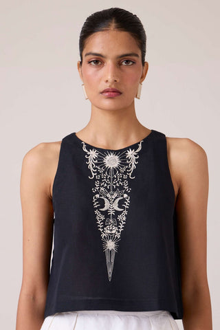 Evora Black Embroidered Top - Maison OrientThe Summer HouseMaison OrientShirts & Tops