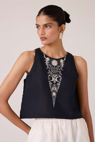 Evora Black Embroidered Top - Maison OrientThe Summer HouseMaison OrientShirts & Tops