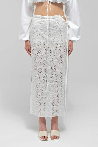 FAYE White See Through Midi Slit Skirt - Maison OrientMAETMaison OrientSkirt