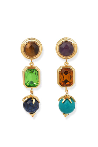 Flora Lapis Turquoise Tigereye Amethyst & Crystal Earrings - Maison OrientNinonMaison OrientJewelry