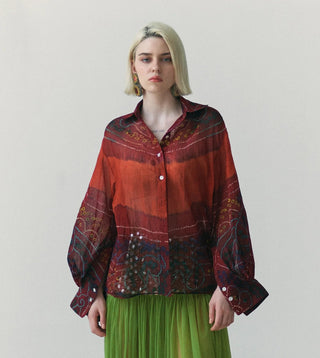 Gathered Cotton Odhani Shirt - Maison OrientSZABO SIHAGMaison OrientShirts & Tops