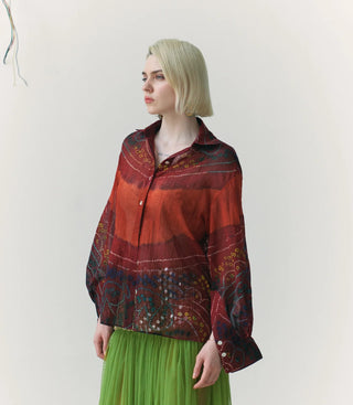 Gathered Cotton Odhani Shirt - Maison OrientSZABO SIHAGMaison OrientShirts & Tops