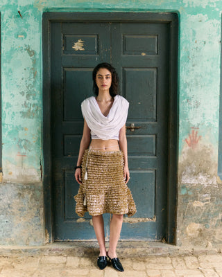 Handwoven cotton Dhoti draped top