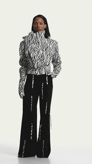 HIGH NECK ZEBRA BOMBER WITH GLOVES - Maison OrientKris MaranMaison OrientClothing