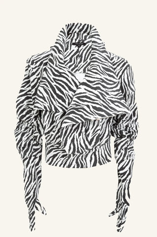 HIGH NECK ZEBRA BOMBER WITH GLOVES - Maison OrientKris MaranMaison OrientClothing