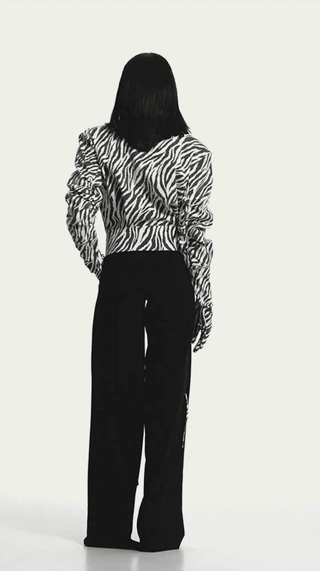 HIGH NECK ZEBRA BOMBER WITH GLOVES - Maison OrientKris MaranMaison OrientClothing