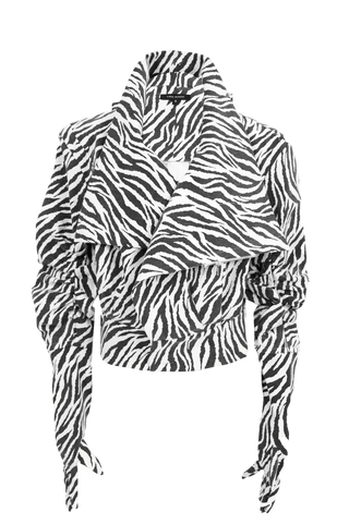 HIGH NECK ZEBRA BOMBER WITH GLOVES - Maison OrientKris MaranMaison OrientJacket