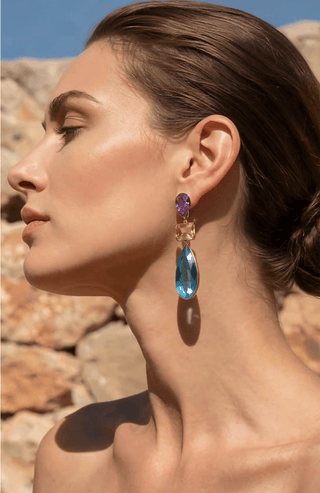 KANDY in Amethyst Zirconium and Aquamarine - Maison OrientChadia HamatiMaison OrientEarring