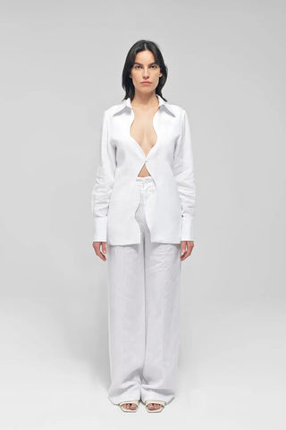 KATNISS White Linen Wavy Collared Shirt - Maison OrientMAETMaison OrientTop