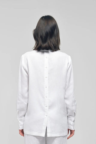 KATNISS White Linen Wavy Collared Shirt - Maison OrientMAETMaison OrientTop