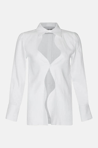 KATNISS White Linen Wavy Collared Shirt - Maison OrientMAETMaison OrientTop
