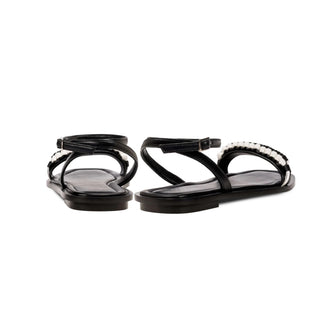 Kibele Black Flat Ankle Cross Sandal - Maison OrientSerena UziyelMaison OrientShoes
