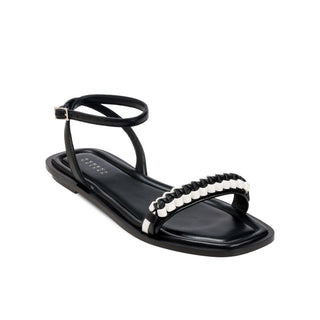 Kibele Black Flat Ankle Cross Sandal - Maison OrientSerena UziyelMaison OrientShoes