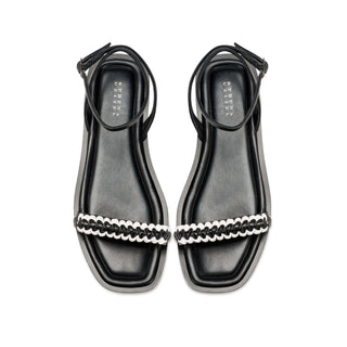 Kibele Black Flat Ankle Cross Sandal - Maison OrientSerena UziyelMaison OrientShoes