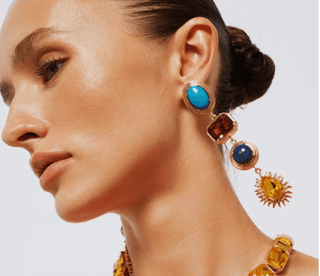 La Divina Turquoise Lapis Crystal Earrings - Maison OrientNinonMaison OrientJewelry
