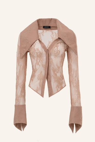 LACED SHIRT WITH OVERSIZED COLLAR - Maison OrientKris MaranMaison OrientClothing