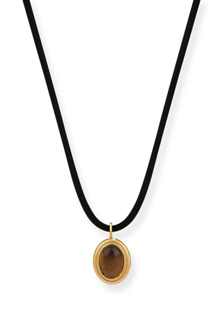 Lampi Tigereye Oval Charm Leather Necklace - Maison OrientNinonMaison OrientJewelry