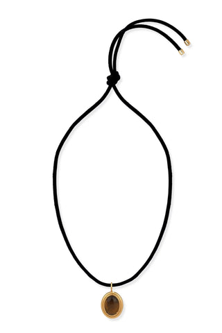 Lampi Tigereye Oval Charm Leather Necklace - Maison OrientNinonMaison OrientJewelry