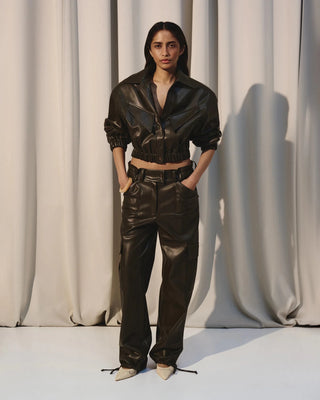 LEATHER CARGO PANTS WITH SOLDIERLIKE POCKETS - Maison OrientKris MaranMaison OrientClothing