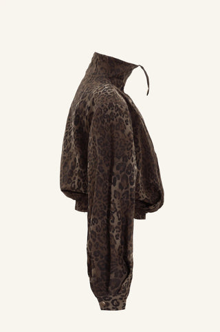 LEOPARD PRINT HIGH - COLLAR BOMBER - Maison OrientKris MaranMaison OrientClothing