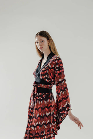 LIZA % 100 Vegan Silk Printed Kimono - Maison OrientCOMETESMaison OrientClothing