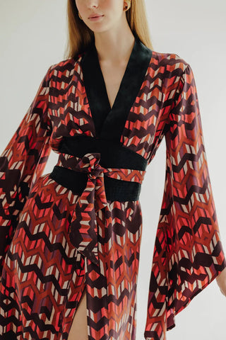 LIZA % 100 Vegan Silk Printed Kimono - Maison OrientCOMETESMaison OrientClothing