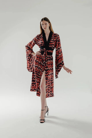 LIZA % 100 Vegan Silk Printed Kimono - Maison OrientCOMETESMaison OrientClothing