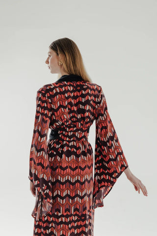 LIZA % 100 Vegan Silk Printed Kimono - Maison OrientCOMETESMaison OrientClothing
