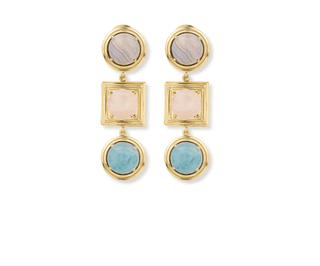 Lykia Blue Lace Agate Pink Quartz Aquamarine Earrings - Maison OrientNinonMaison OrientJewelry